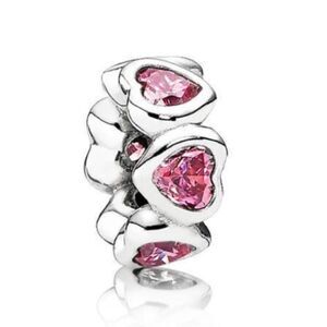 Pandora Space In My Heart Pink Heart Spacer  Pink 925 Silver CZ Retired